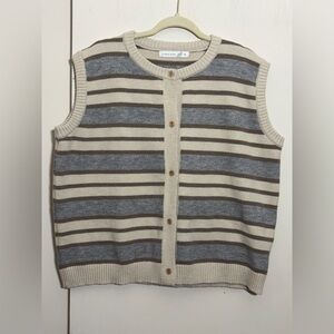 Altar'd State Striped Button-Down Sweater Vest Size XL NWT